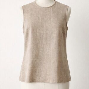 Lafayette 148 Linen Wool Sleeveless Shell Top Neutral Minimalist Size 4 Petite